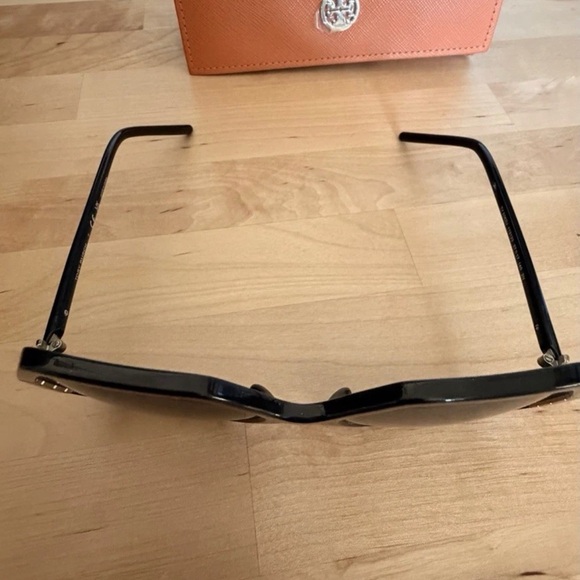 Tory Burch Black Oversized Hexagonal Sunglasses with Gold Accents - Picture 5 of 7